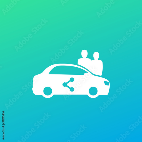 carsharing icon with car and users