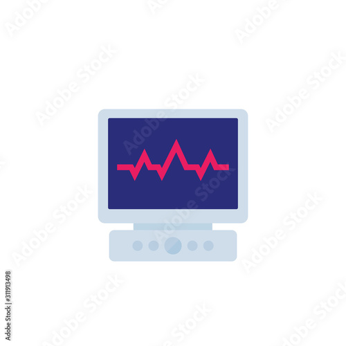 ecg, electrocardiogram vector flat icon