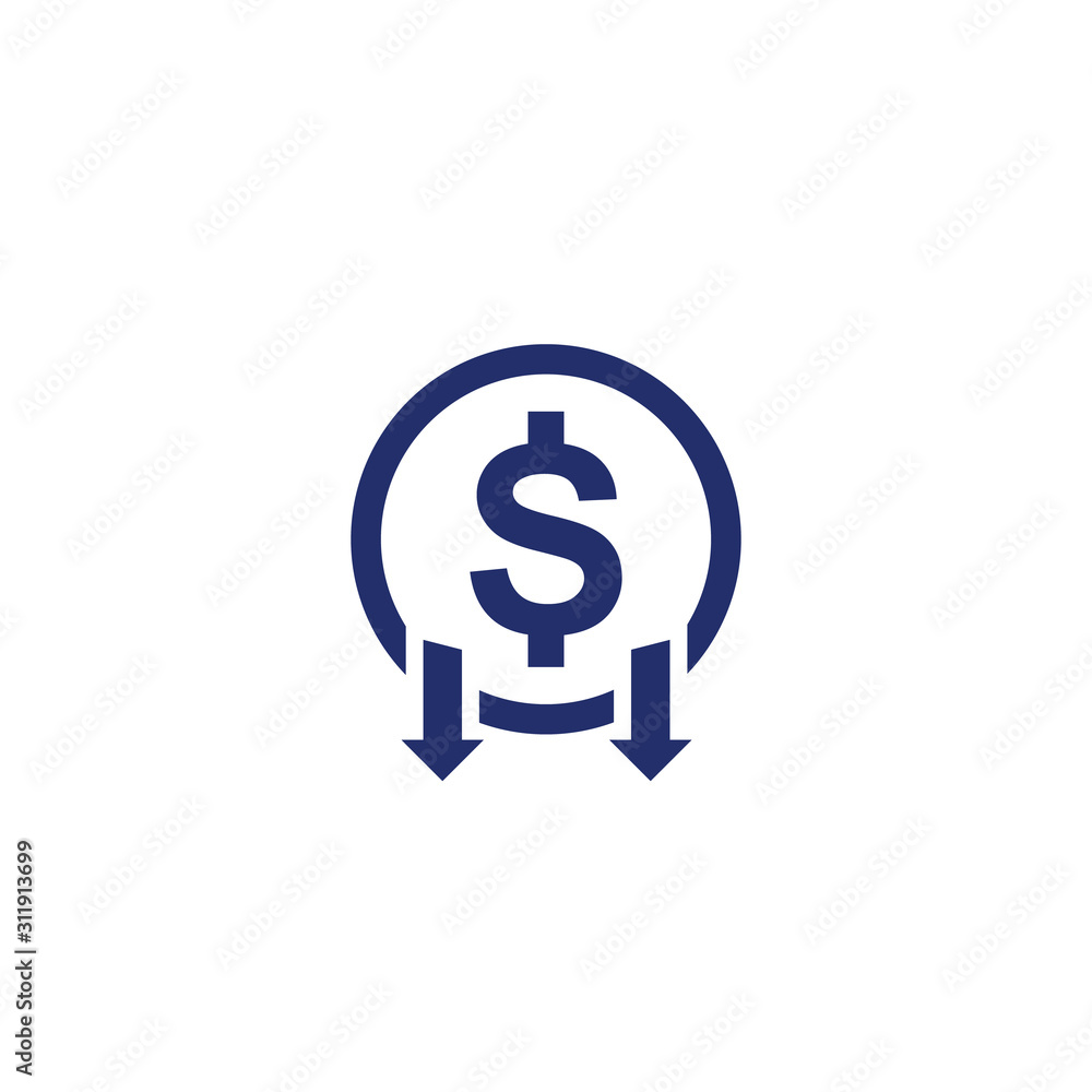 reduce costs icon, price reduction vector reduce costs icon, price reduction vector
