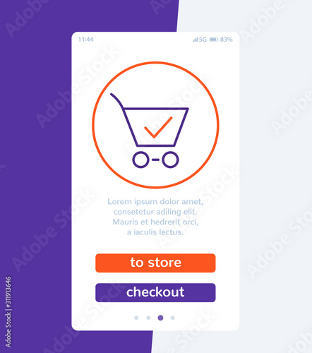 online order and purchase, e-commerce, shopping, mobile app ui template