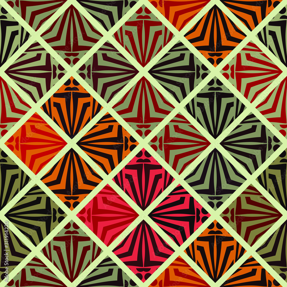 Tribal seamless texture. Endless traditional pattern of decorative tile patterns. Cloth, Wrap or Wallpaper.   Vector image