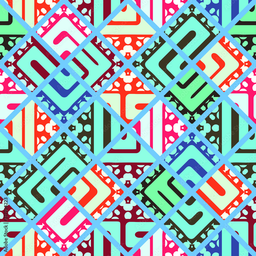 Obraz premium Tribal seamless texture. Endless traditional pattern of decorative tile patterns. Cloth, Wrap or Wallpaper. Vector image