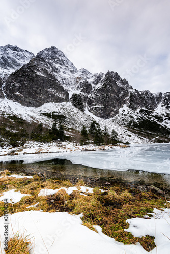 Winter at Morskie Oko or Sea Lake in Poland Tatra Mountains
