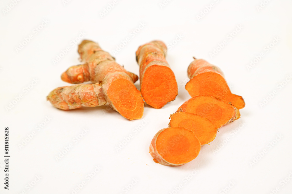 Turmeric rhizome isolated on a white background Turmeric rhizome isolated on a white background