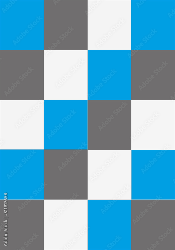 Fondo de cuadrados blanco, gris y azul.