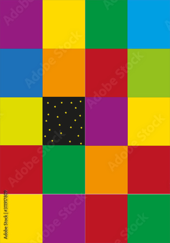 Fondo de cuadrados multicolor de mantel.