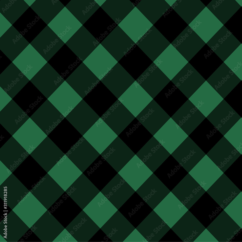 Buffalo plaid diagonal green and black background Buffalo plaid diagonal green and black background