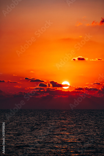 Beautiful warm sunset on the sea. Beautiful scenery.