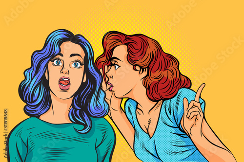 surprised woman have gossiping