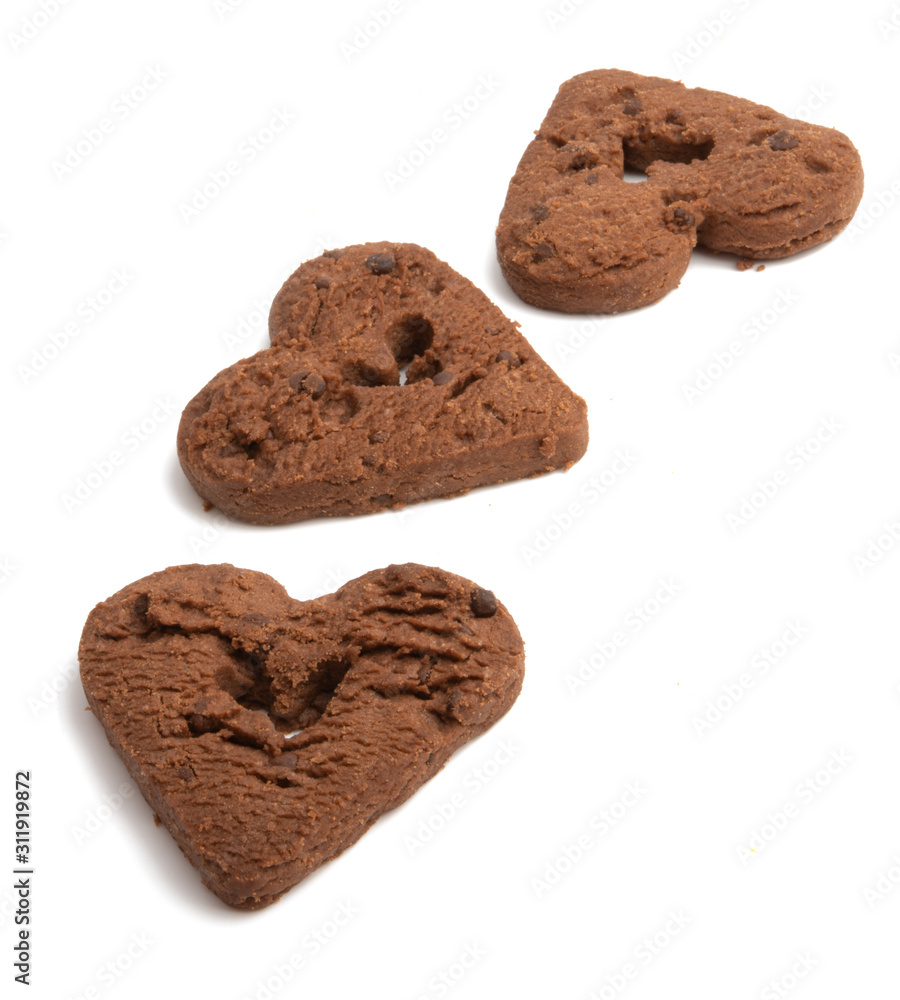 Fototapeta premium chocolate hearts cookies isolated