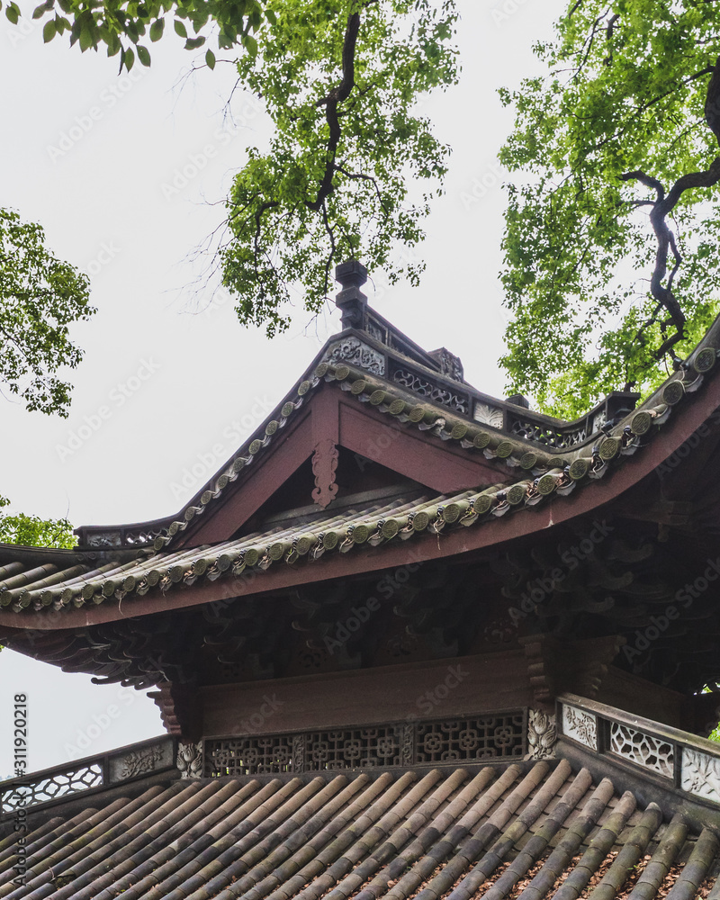 Traditional Chinese pavilion in park near West Lake, Hangzhou, China Traditional Chinese pavilion in park near West Lake, Hangzhou, China