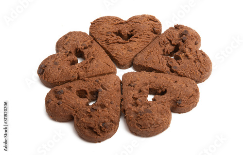 chocolate hearts cookies isolated