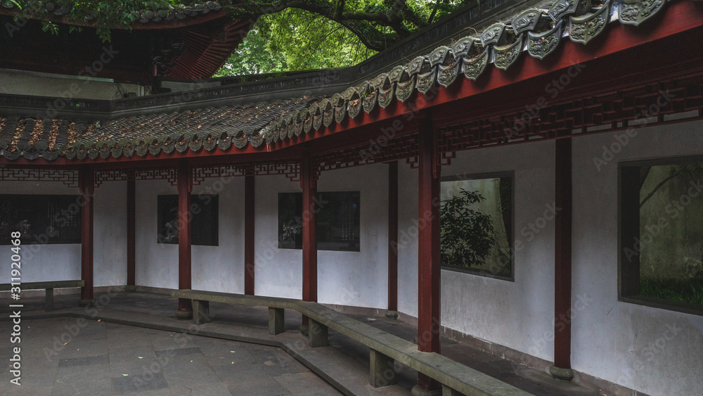 Traditional Chinese Architecture in Yuewang Temple near West Lake, Hangzhou, China Traditional Chinese Architecture in Yuewang Temple near West Lake, Hangzhou, China