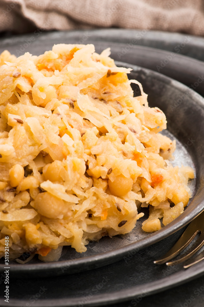 Traditional polish peas with cabbage