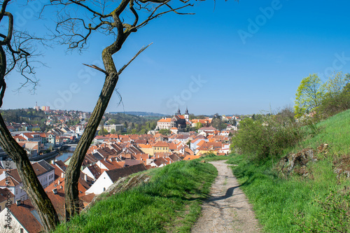 Hilltop trail with views of Trebic, Czech Republic