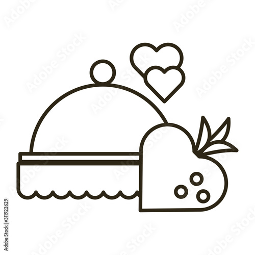 happy valentines day tray server with hearts and strawberry