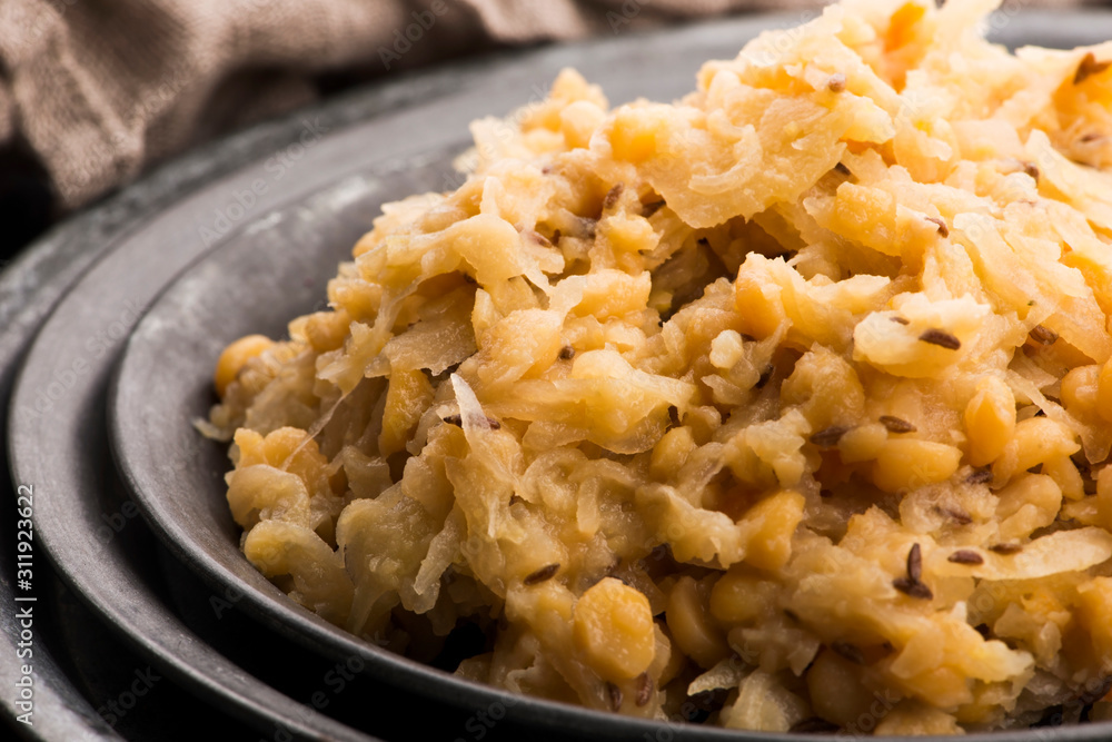 Traditional polish peas with cabbage