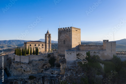 aerial view of the ancient fortress de la Mota near the town of Alcalá la Real