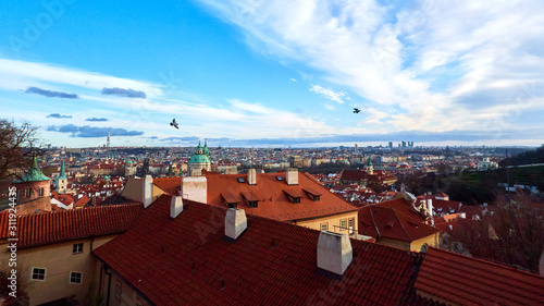 View of the old town in Prague, mystic panorama