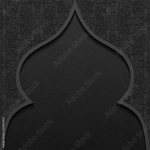 Dark background with traditional floral ornament