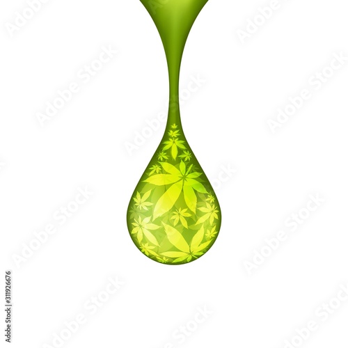 Cannabis droplet with cannabis leaves  vector background.Cannabis oil illustration