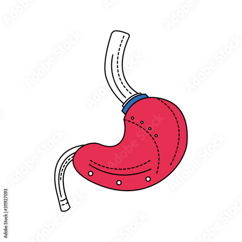 Bio artificial stomach color line icon. High-tech box that physically simulates human digestion. Pictogram for web page, mobile app, promo. UI UX GUI design element. Editable stroke.