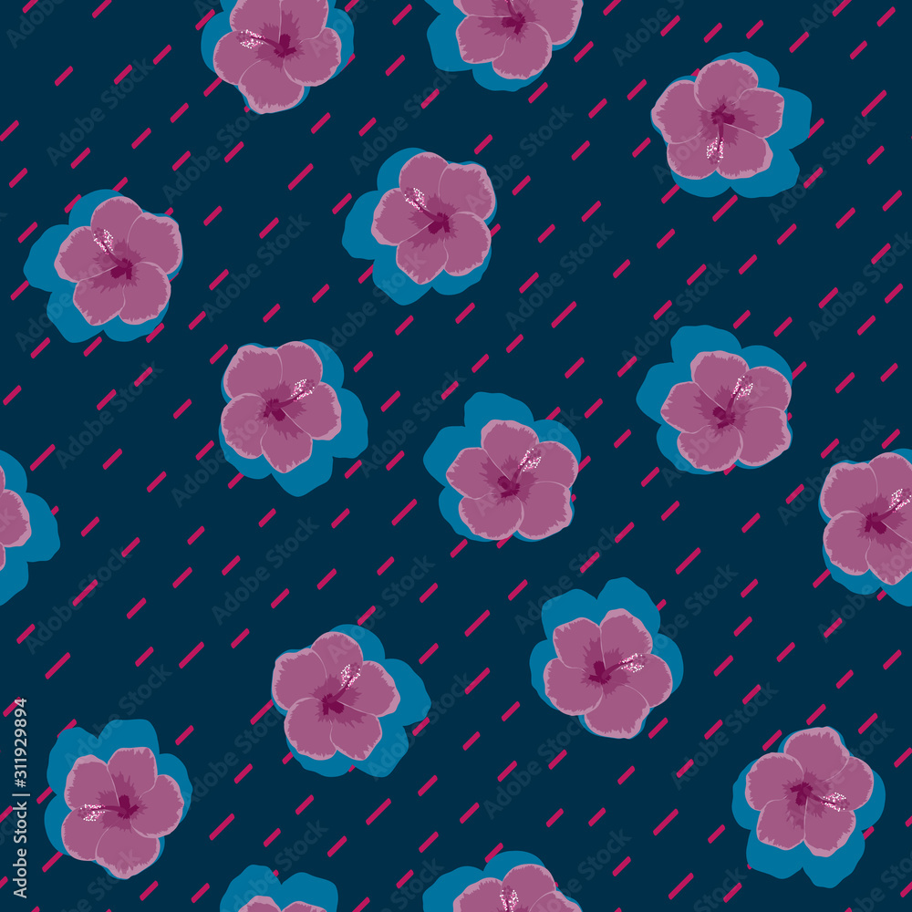 Exotic seamless pattern with tropical flowers. Hibiscus flower. Floral background with exotic flowers. Exotic seamless pattern with tropical flowers. Hibiscus flower. Floral background with exotic flowers.