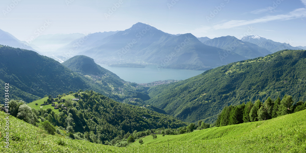 Como lake,  panoramic view from mountains