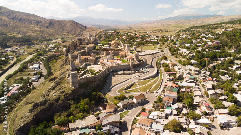 Aerial view of Rabati Castle complex in Akhaltsikhe in Georgia
