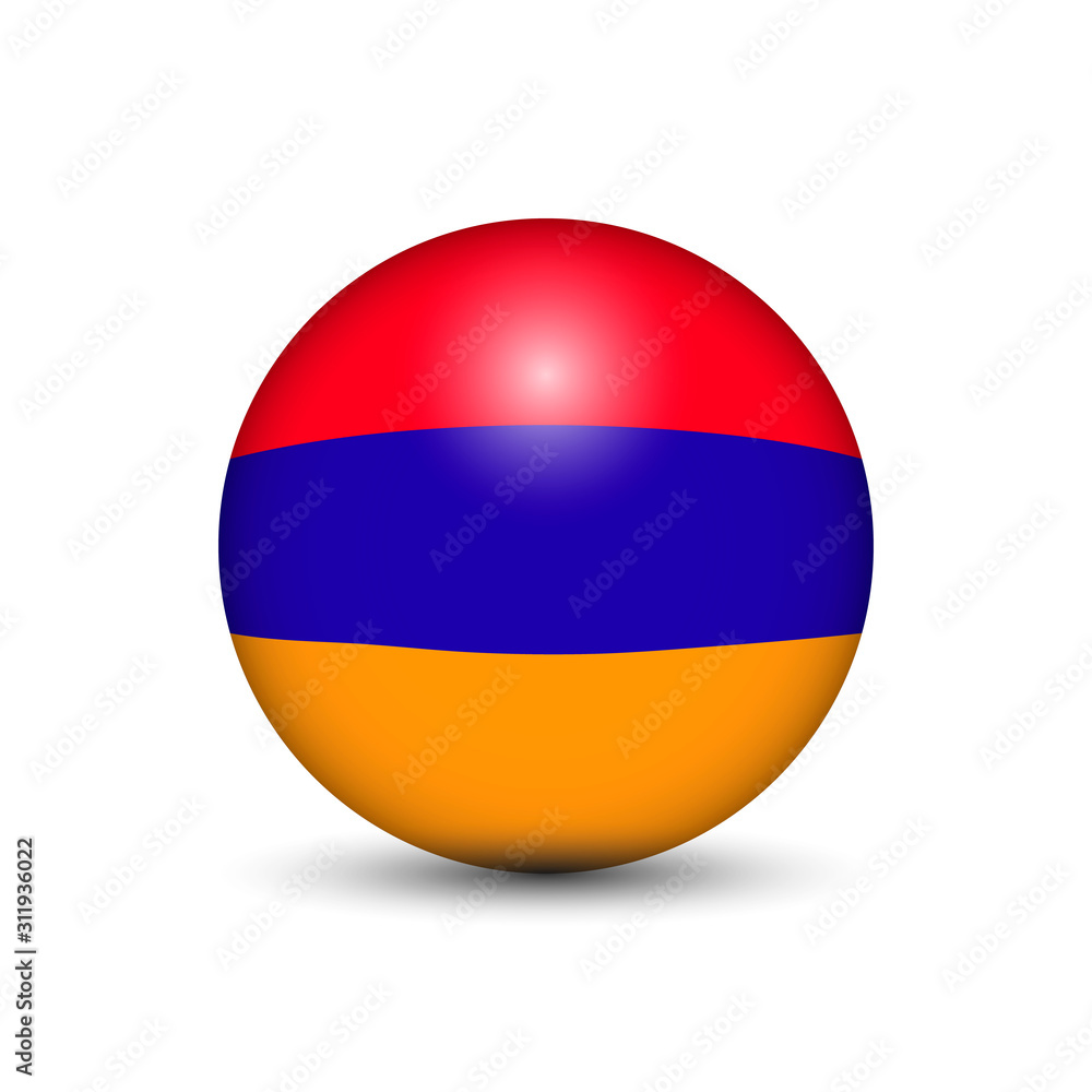Flag of Armenia in the form of a ball isolated on white background. Flag of Armenia in the form of a ball isolated on white background.