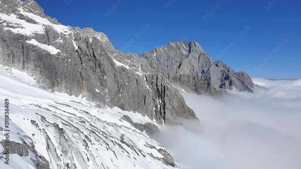 High altitude Gracier at Jade Dragon Snow Mountain, Yunnan Province, China