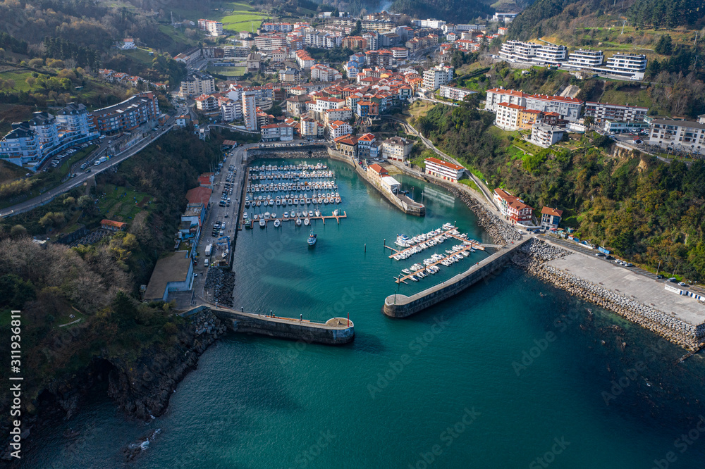 Port of Mutriku aerial view, Gipuzkoa, Basque Country