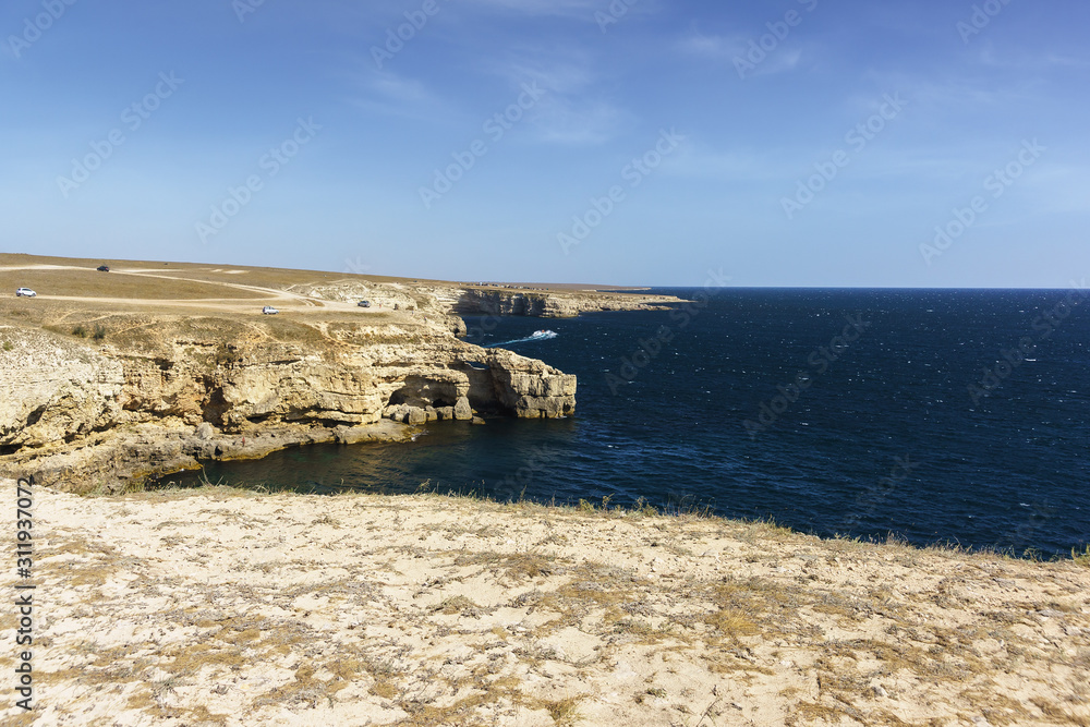 The beautiful rocky coast on Cape Tarkhankut is a natural attraction of the Western Crimea The beautiful rocky coast on Cape Tarkhankut is a natural attraction of the Western Crimea