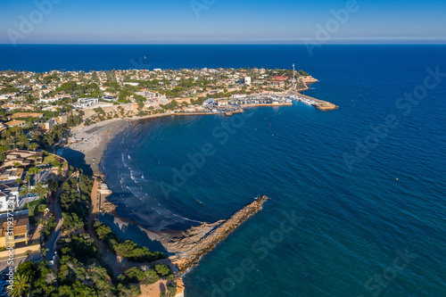 Fototapeta Naklejka Na Ścianę i Meble -  Aerial view of the bay with yachts Cabo Roch Alicante Spain