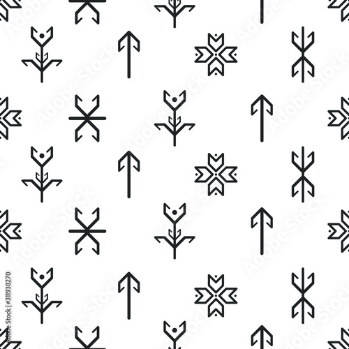 Seamless pattern with black Nordic elements