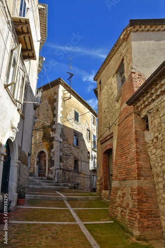 Campobasso  Italy  24 12 2019. A narrow street between the old buildings of a medieval town