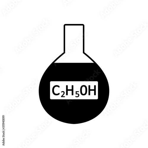Laboratory glass with ethyl alcohol.