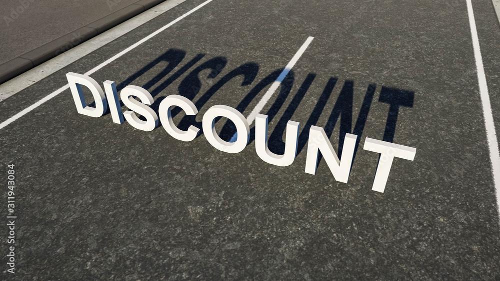 Fototapeta premium Discount 3D Text on Street, Road Concept, 3D Rendering