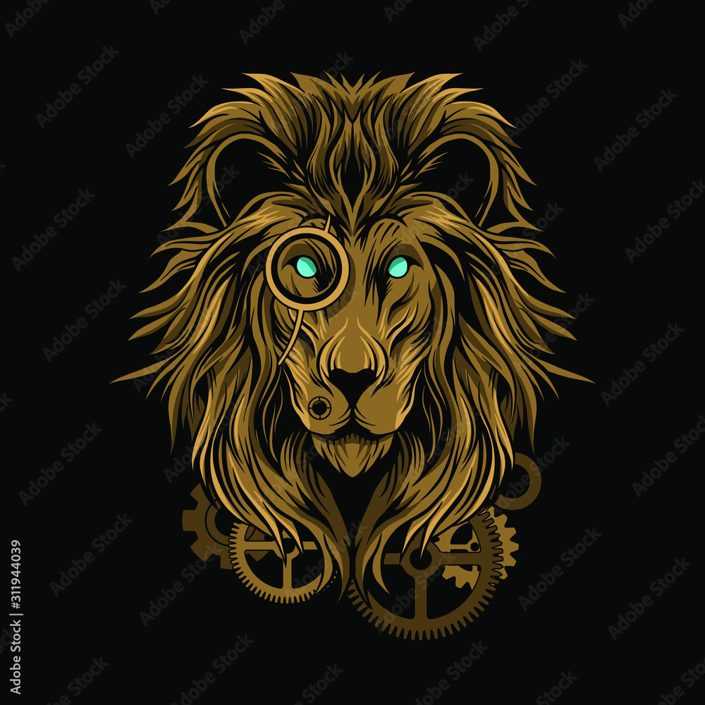 lion steampunk vector illustration design lion steampunk vector illustration design