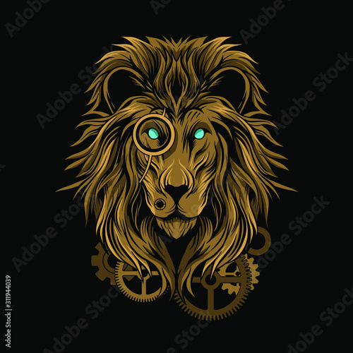 lion steampunk vector illustration design