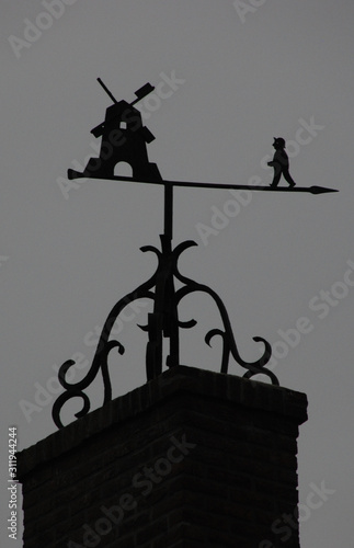 Chimney top decoration piece man and windmill
