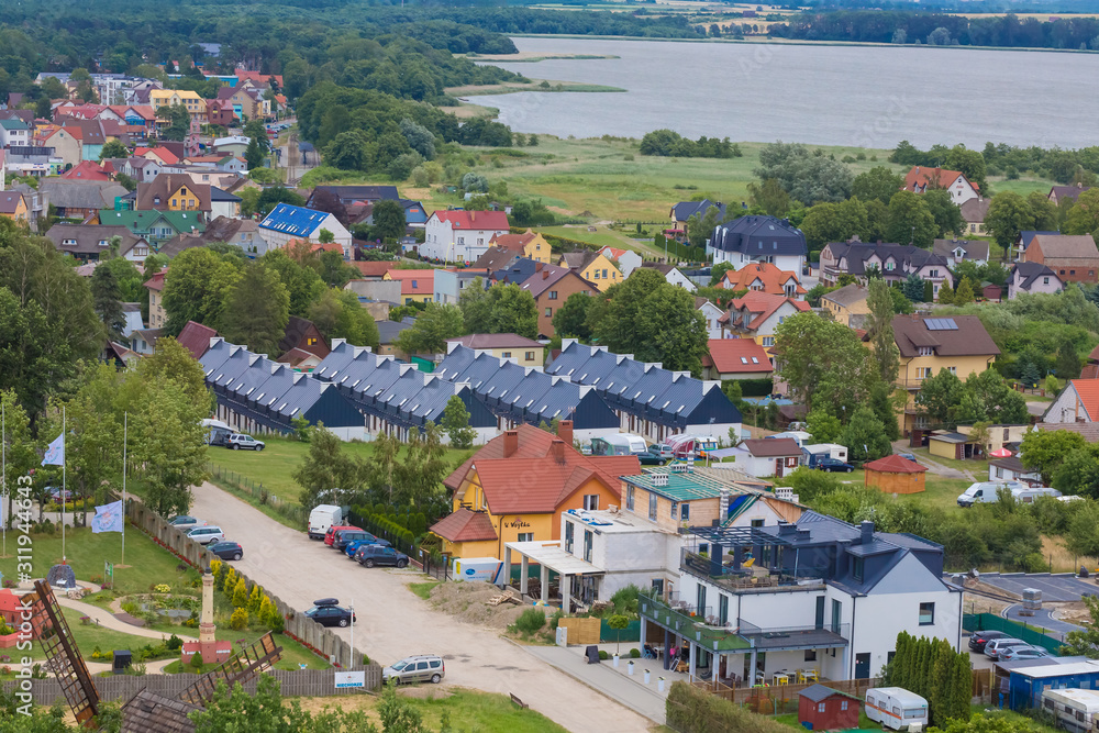 Fototapeta premium Niechorze panorama z jeziorem Liwia Łuża