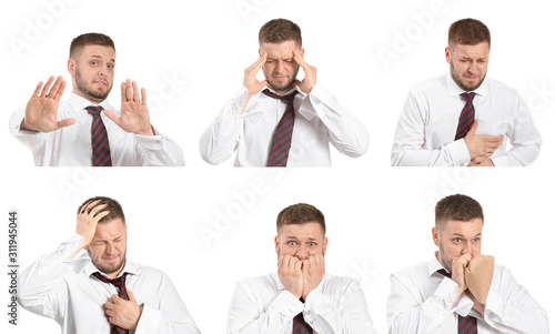 Set of businessman having p...