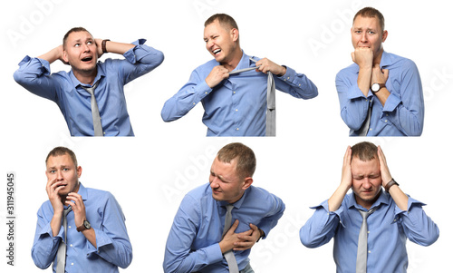 Set of businessman having p...