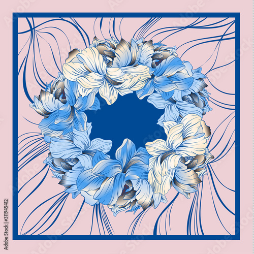 Floral pattern, can use be for shawl, decor, fabric.Vector illustration
