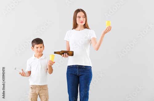Thoughtful mother and son w...