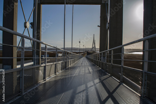 huge iron bridge over the river