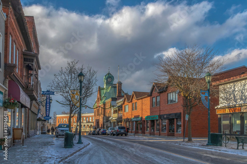Fototapeta Naklejka Na Ścianę i Meble -  Almonte small town main street scene in winter nobody