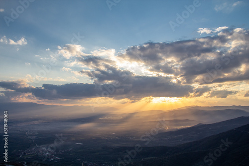 Panoramic landscape with Light beams