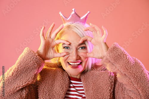 Crazy fashionable mature wo...
